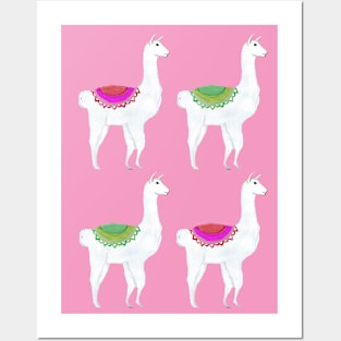 Acrylic fun llama pattern Posters and Art